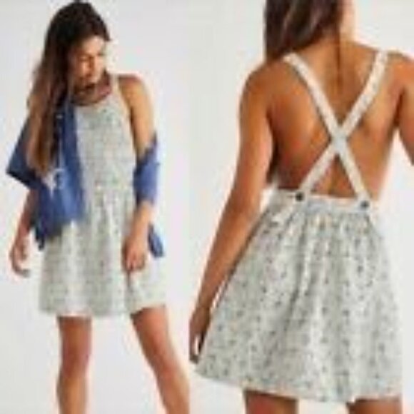 Free People Women's Petunia Cotton Mini Dress Tea Combo New With Tags - Picture 14 of 16